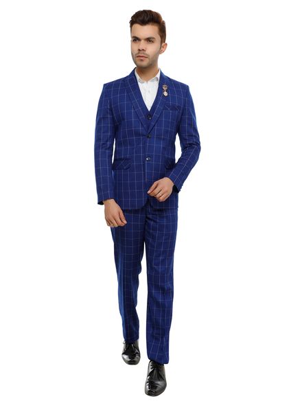 Suits Polyester Viscose Formal wear Regular fit Double Breasted Basic Check 3 Piece Suit La Scoot